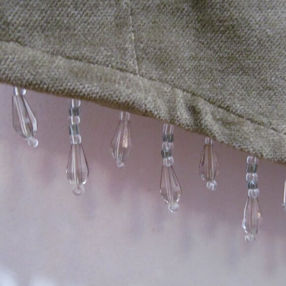 Curtain Valance with Beaded Trim Fringe Scalloped Olive Green 54 x 17.5 - Picture 16 of 16